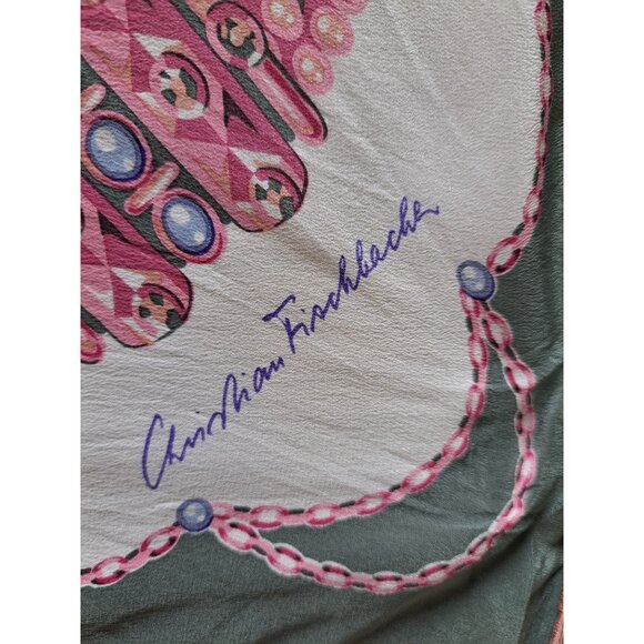 Christian Fischbacher 100% Silk Floral Scarf 33" Square Multicolor Womens - Picture 2 of 8